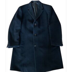 Calvin Klein Black Wool/Cashmere Overcoat Classic Tailored Coat